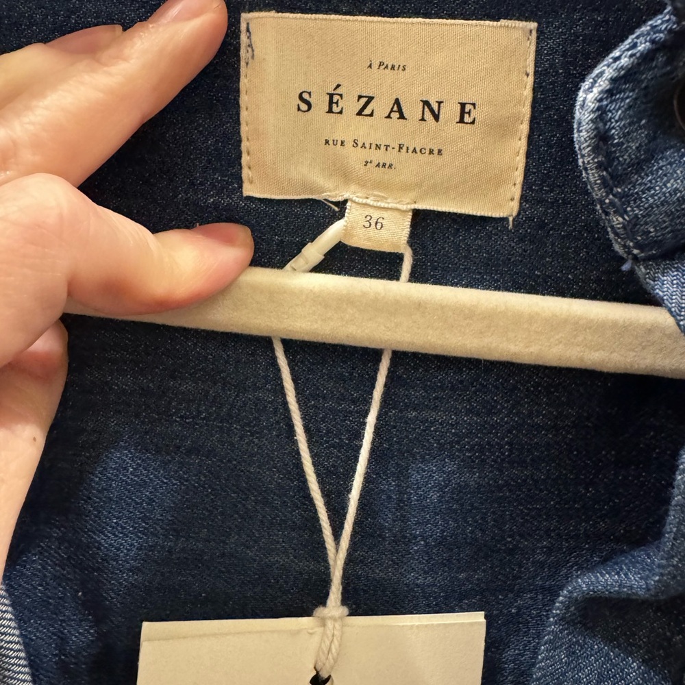 Sezane Denim Shirt Dress in Deep Blue with Brown Boots - Picture 7 of 11